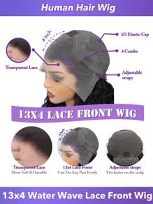 Perucas Frontais de Renda de Ondas de Água com Cabelo Humano, Pré-Arrancadas, Molhadas e Onduladas, Cabelo Humano de 20-32 polegadas, Perucas Frontais de Renda Transparente 13x4 para Mulheres, Densidade de 150%, Cor Natural
