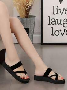 Women's Sandals And Slippers, Solid Color, Versatile, Simple And Fashionable.