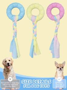 Juguetes para perros, juguetes de correa para perros pequeños, juguetes para masticar interactivos para cachorros, juguetes de tira y afloja, juguetes de limpieza dental, regalos, juguetes de anillo para masticar para perros pequeños y medianos, juguetes interactivos de goma con correa de tela (azul, rosa, amarillo) para interiores y exteriores, juego, entrenamiento, Día de San Valentín, regalos para gatos/perros - Multicolor - Ver 4