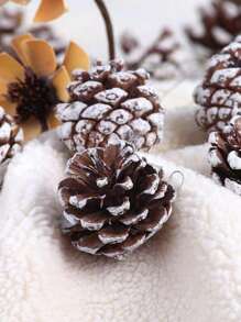 9 件不对称天然松果圣诞树装饰装饰、派对配件、圣诞节 - 彩色 - 查看 3