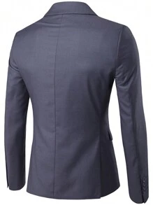 3pcs/Set Formal Business Wedding Solid Color Men's Suit - Dark Grey - View 2