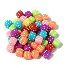 50pcs/Pack Acrylic Square Dice Beads, 8mm Cute Necklace Bracelet Phone Charm DIY Craft Accessories