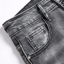 Men's Slim Fit Jeans Ripped Skinny Jeans For Men, Fashion Biker Jeans Stretch Moto Cargo Denim Pants - 灰色 - 查看 4