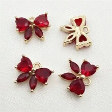 2/4/6pcs Copper-Plated Zirconia Bowknot Pendant, Vintage Hair Clip Earring Necklace Brooch DIY Jewelry Accessories Valentines - Multicolor - View 4