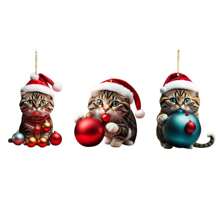 1/3pcs-2D Plane Christmas Dog Acrylic Hanging Ornament, Bicycle Mirror Charm For Car & Home, Outdoor Holiday Decor, Theme Party & Christmas Tree Accessory, Ideal For Bag & Keychain Gifts