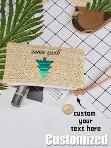 1 chiếc túi cầm tay đan bằng rơm, túi đeo tay đan bằng rơm dành cho nữ, túi xách đan bằng rơm cổ điển thời trang, ví thời trang phong cách Boho, dã ngoại du lịch, hoàn hảo cho kỳ nghỉ du lịch bãi biển mùa hè, cho ngoài trời, ngày lễ - Màu be - Xem 5