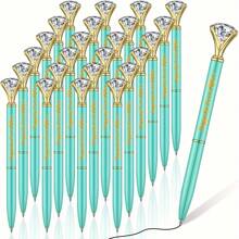 60 支水钻点缀绿色鼠尾草新娘送礼会笔，散装水晶闪亮圆珠笔，适合客人、女性、女孩、学校、办公室、派对返校的精美婚礼礼物 - 金色 - 查看 3