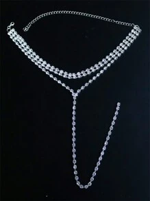 1pc Sparkling Crystal Rhinestone Necklace, Fashion Jewelry Accessory For Women Wedding Party