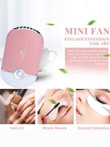 1个USB充电便携式迷你睫毛风扇，无叶手持式睫毛烘干机，迷你手持式风扇空调吹风机，适用于睫毛嫁接/美甲，速干凝胶/胶水美甲睫毛嫁接套装，室内/户外旅行/居家/办公（粉色） - 粉色 - 查看 9