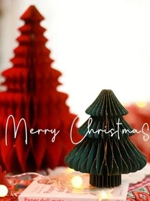 2pcs/Set, Desktop Christmas Tree Shape Ornament, Christmas Decoration, Christmas Tree Honeycomb Paper Decoration, Christmas Party Decoration, Christmas Desktop Decoration, New Year Party, Christmas Holiday Atmosphere Decoration,Christmas - Red - View 8