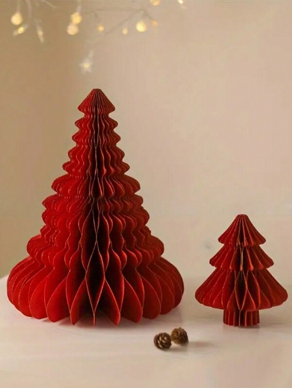 2 pezzi/set, decorazione a forma di albero di Natale da tavolo, decorazione natalizia, decorazione di carta a nido d'ape per albero di Natale, decorazione per feste di Natale, decorazione da tavolo natalizia, decorazione per feste di Capodanno, decorazione atmosferica natalizia e per le vacanze di Natale