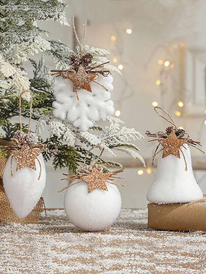 1 件圣诞装饰挂饰，圣诞快乐雪花泡沫球，适用于圣诞派对装饰，圣诞节