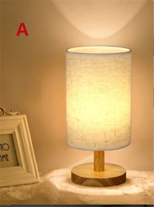 1件套现代北欧木框亚麻布台灯，暖光LED灯，USB供电，创意床头灯，适用于卧室、客厅、餐厅、书房 - 三角紋 - 查看 7