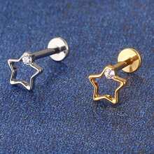 Helix Conch Titanium Piercing Ear Piercing Nose Piercing Labret Tragus 1.2X8 - 銀色 - 查看 2