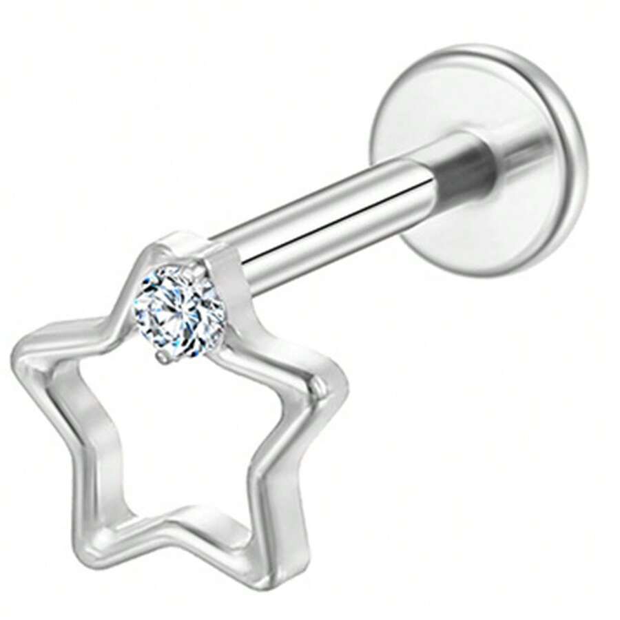 Helix Conch Titanium Piercing Ear Piercing Nose Piercing Labret Tragus 1.2X8 - 銀色 - 查看 1