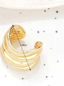 2/3/4pcs Simple Metal Geometric Clip-On Earrings Set, Gifts For Women, Couples, Friends, Vacation, Daily Wear - Yellow Gold - View 11