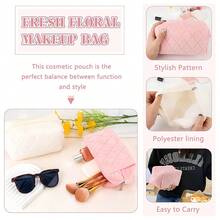 Bolsa de maquillaje de color crema de alta calidad, bolsa de tocador de gran capacidad para estudiantes, bolso de mano acolchado en forma de nube, embrague lindo - Multicolor - Ver 7