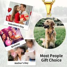 Dây chuyền mặt dây chuyền bằng thép không gỉ mạ vàng 18K tùy chỉnh, Dây chuyền ảnh tròn màu tùy chỉnh, Quà tặng lý tưởng cho những người quan trọng vào ngày sinh nhật, Ngày của Mẹ, Lễ Tạ ơn, Giáng sinh - Bạc - Xem 5