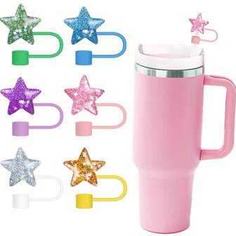 Shiny Straw Cover Water Bottle Straw Topper Plastic Straw Covers Cap Cup Bling Accessories Straw Protector Cover For Cup 40 30oz