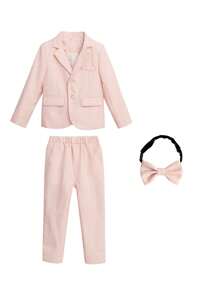 3pcs Set Young Boy Plaid Suit Jacket, Trouser And Bowtie, Suitable For Formal Events, Weddings, Performances And School Uniform, Autumn