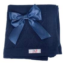 Chăn đan Aran cho bà bầu và trẻ sơ sinh có nơ tháo rời sang trọng - Màu xanh hải quân - Xem 1