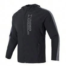 Under Armour Men's Woven Hooded Jacket UA OUTRUN THE STORM JACKET, Breathable Outdoor Casual Wear Top, Daily Outerwear, 1377486 - Black - View 1