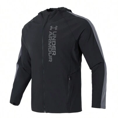 Under Armour UA OUTRUN THE STORM 男士梭织连帽夹克，透气户外休闲上衣，日常外套，1377486