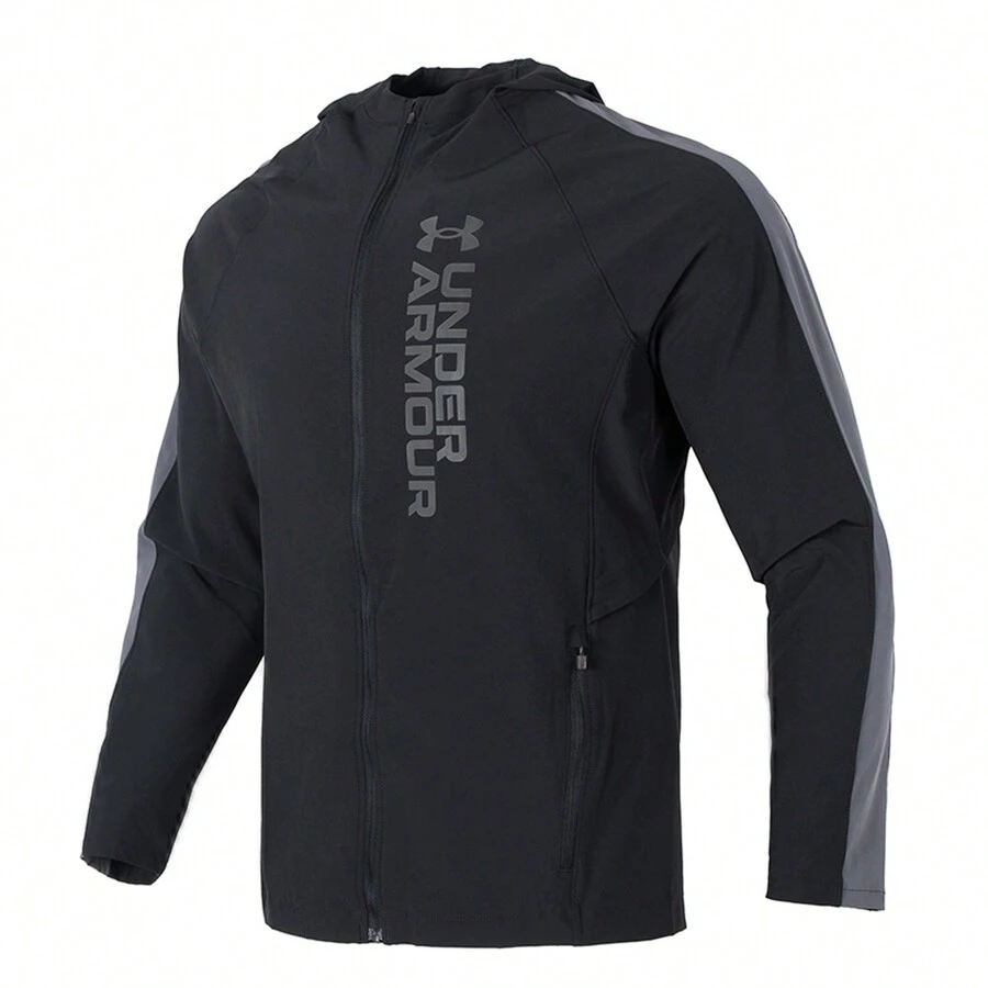Under Armour Men's Woven Hooded Jacket UA OUTRUN THE STORM JACKET, Breathable Outdoor Casual Wear Top, Daily Outerwear, 1377486 - Black - View 1