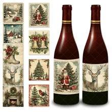 8 piezas de etiquetas decorativas navideñas para botellas de vino, "Feliz Navidad" etiquetas rojas para botellas de vino tinto, Navidad - Multicolor - Ver 16