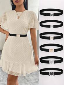 Plus Size Elastic Women Belts 1 PC Fashionable Y2K 1.2inch Thin Skinny Black Casual Waistband Belts With Golden Silvery Buckle For Jeans Dresses Coat Pants Valentine's Day Gift Accessories Summer, School Fall, Autumn, Halloween - Multicolor - View 9