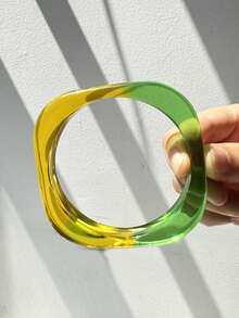 1 件绿色渐变螺旋染色树脂手镯，时尚优雅的女士珠宝，送给朋友的理想礼物 - 彩色 - 查看 9