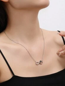 定制项链 - 时尚无限吊坠项链，“我爱你” 100 种语言投影项链，可定制电影风格黑白照片雕刻项链，送给女朋友、妈妈、最好的朋友、日常佩戴的理想礼物 - 銀色 - 查看 4