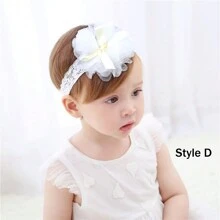 Baby Girl Lace Bow Headband With Elastic, Lovely Bowknot Hairband, Birthday Gift Love Valentine - White - View 12