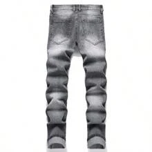 Men's Slim Fit Jeans Ripped Skinny Jeans For Men, Fashion Biker Jeans Stretch Moto Cargo Denim Pants - 灰色 - 查看 2