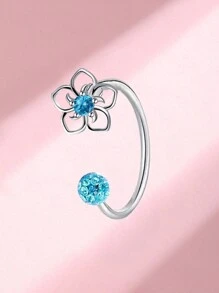 1 件时尚不锈钢 C 形穿孔唇鼻环，花卉、星星、猫形唇环首饰，适合日常佩戴 - 銀色 - 查看 13