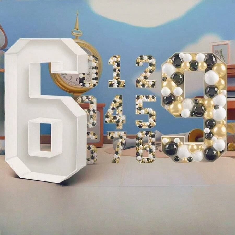 1 件 3D 数字 KT 板生日派对气球框架、生日周年装饰、求婚装饰、婚礼庆祝氛围装饰 - 彩色 - 查看 1