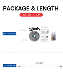 ONELEDWANGRX 1pc Smart RGB LED Strip Lights, 1/3/5/10/15m, 3.3/10/16/33/50ft USB 5V Powered 2-Mode Control, 24-Key Remote Control + App Control, Light Color And Brightness Adjustable, Can Be Bended And Cut,Easy To Install Atmosphere Lights, For Home Party, TV Backlight