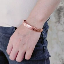 Juego de joyería magnética de cobre puro- Pulsera y anillo ajustables con flor brillante- Salud y energía, artritis, San Valentín, mamá, madre, regalo del Día de la Madre