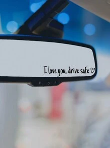 1 pezzo Adesivo per auto impermeabile universale "Ti amo, guida con prudenza" per lo specchietto retrovisore, decorazione auto