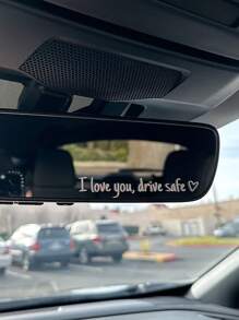 1 pezzo Adesivo per auto impermeabile universale "Ti amo, guida con prudenza" per lo specchietto retrovisore, decorazione auto