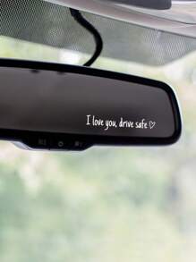 1 pezzo Adesivo per auto impermeabile universale "Ti amo, guida con prudenza" per lo specchietto retrovisore, decorazione auto