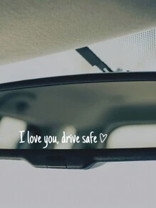 1 pezzo Adesivo per auto impermeabile universale "Ti amo, guida con prudenza" per lo specchietto retrovisore, decorazione auto