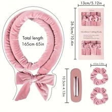 Ellitina 4 Pieces No-Heat Hair Curlers Set - Soft Velvet Rollers For Overnight Use, Ideal For Long Hair - Low Irritation, Great Gift For Women