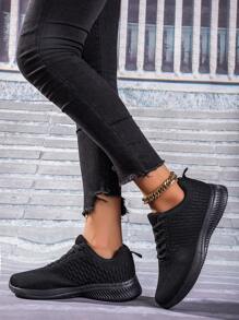 Zapatillas deportivas ligeras y transpirables de malla de punto con cordones, de ajuste amplio para mujer, 2024. Zapatos deportivos para correr, caminar, atletismo y campamento, unisex