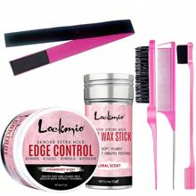 lockmio 造型工具套装 - 边缘控制凝胶持久发蜡棒（适合自然发质）、防毛躁发霜、强力定型融化喷雾、蕾丝前片防水假发胶、假发替换粘合剂去除剂、断发神器发油（含婴儿毛发驯服边缘双面刷）、蕾丝融化松紧带、4/6/7/8 件假发安装套件（适用于蕾丝假发/假发/闭合）