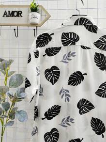 Floral Hawaiian Beach Shirt Summer Men's Short Sleeve Button Down 100% Viscose Fabric Shrinks A Little - 黑色 - 查看 4