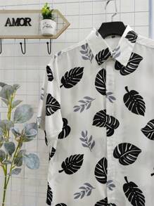 Floral Hawaiian Beach Shirt Summer Men's Short Sleeve Button Down 100% Viscose Fabric Shrinks A Little - 黑色 - 查看 3