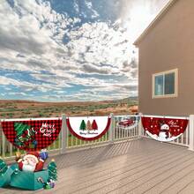 1個聖誕裝飾卡通聖誕老人花園旗,雙面印刷室外院子氛圍裝飾,數字印刷粗麻布橫幅 - 彩色 - 查看 3