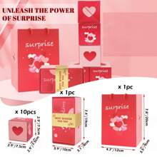Set de 10 cajas de regalo sorpresa con explosión de dinero, caja de regalo con sobre rojo plegable y rebote único, caja de regalo de lujo con explosión de efectivo para cumpleaños de mamá, aniversario, San Valentín, propuesta, Navidad - Burdeos - Ver 9