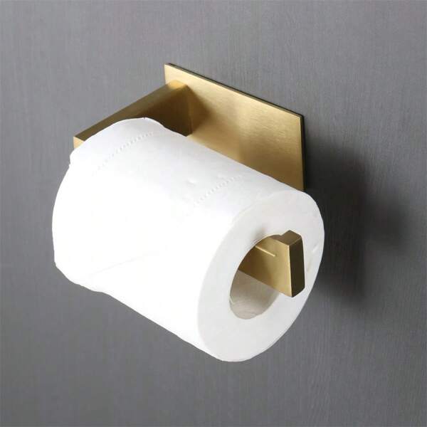 1 Stück Toilettenpapier Halter für Bad, selbstklebender Toilettenpapier Halter aus Edelstahl, Tissue Halter, perforierter an der Wand befestigter Toilettenpapier Halter, Badezimmer Rollenhalter
